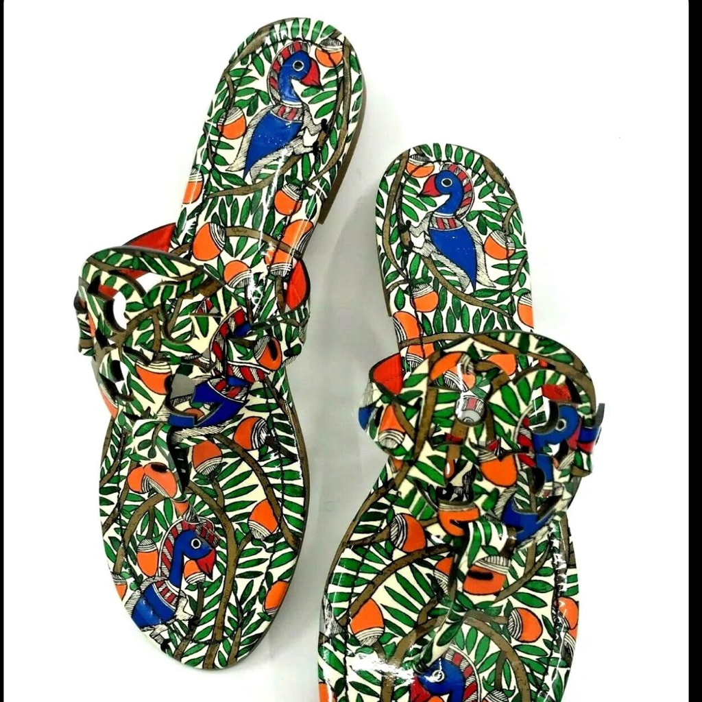 Tory Burch Miller Something Wild Bird Patent Leather Sandals